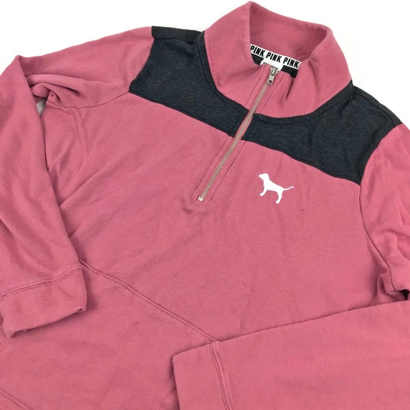PINK Victoria's Secret 1/4 Zip Sweatshirt Sz Large - Picture 3 of 8